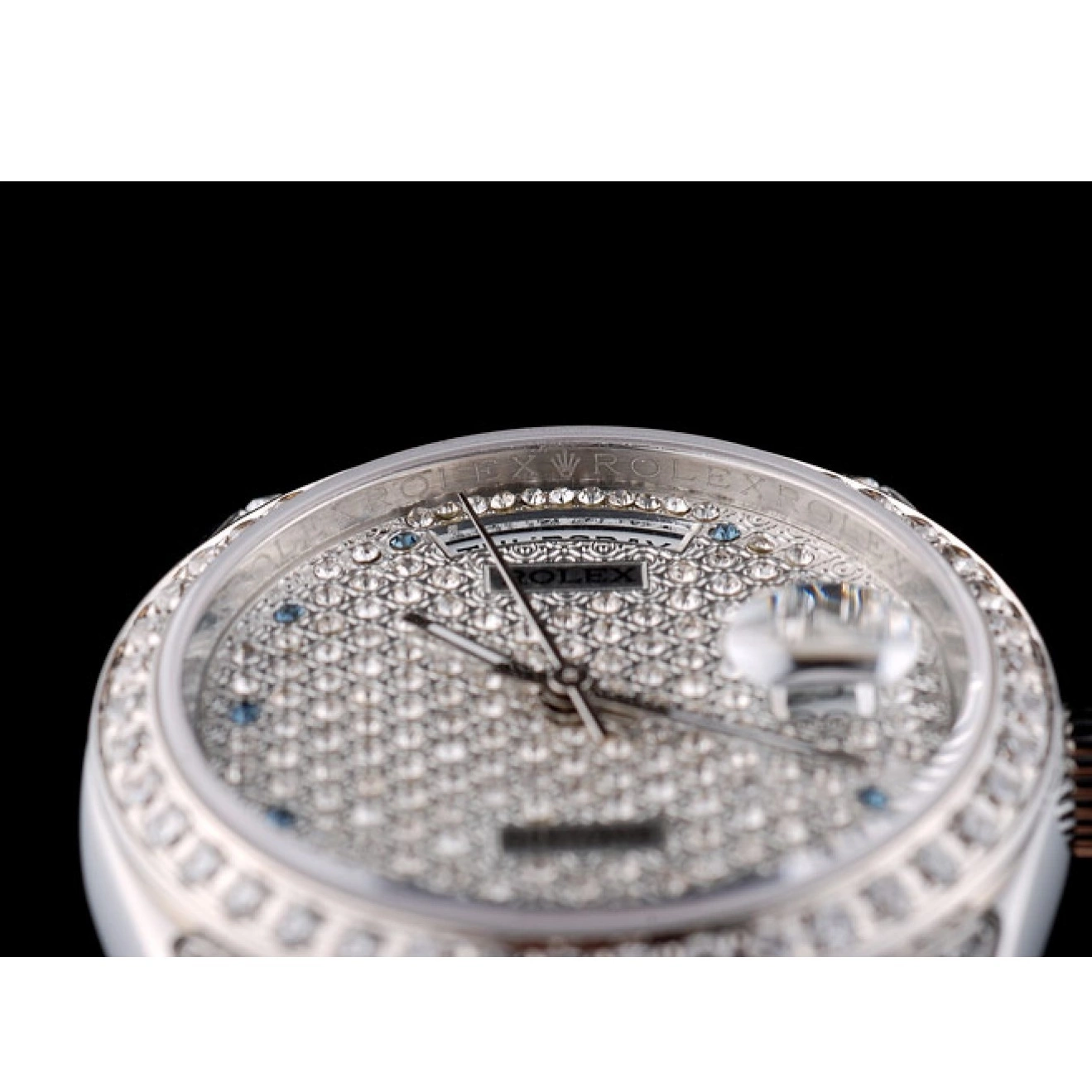 Rolex copies cheap Diamond Dial DayDate Bracelet Diamond 41985 Stainless Plated Plated Rolex Steel 0604